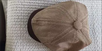 체크 무늬 브라운 베레모