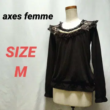 axes femme 프릴 티셔츠 리본 비쥬 펄 얇은 소재