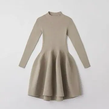 CFCL POTTERY LONG SLEEVE MINI DRESS 베이지