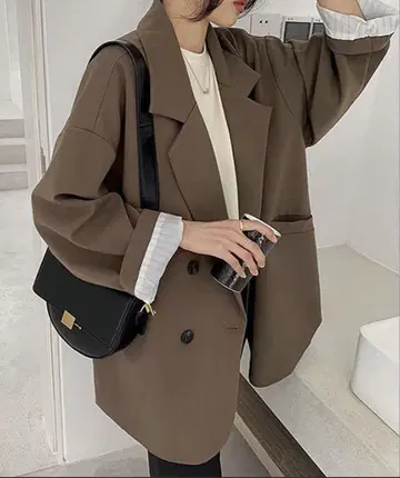 브라운 더블 브레스트 자켓