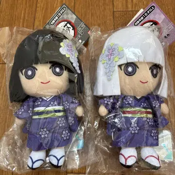 귀멸의 칼날 chibi 봉제인형 검은 머리, 흰 머리