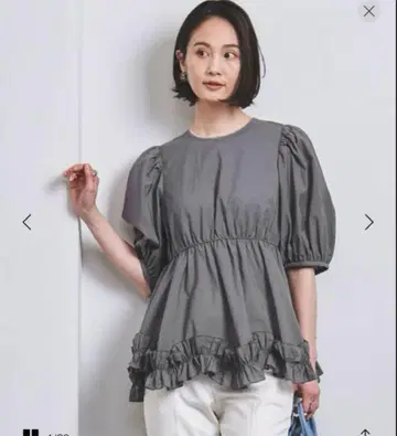 유나이티드 애로우즈 밑단 프릴 퍼프 슬리브 블라우스 투모로우랜드 요리