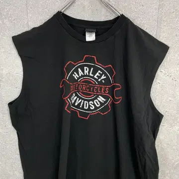 할리데이비슨 슬리브리스 양면 프린트 로고 블랙 4XL