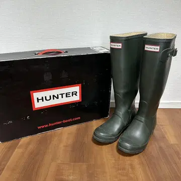HUNTER 카키 다크 올리브 장화 버클 포함 박스 포함