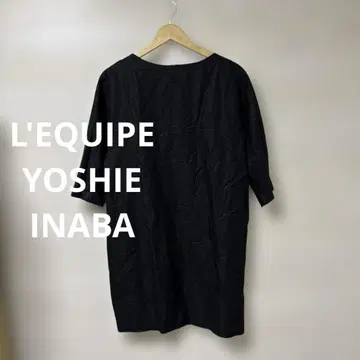 L'EQUIPE YOSHIE INABA 보트넥 7부 소매 린넨 원피스
