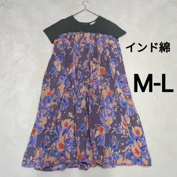 인도 면 코튼 원피스 블록 프린트 M-L 꽃무늬