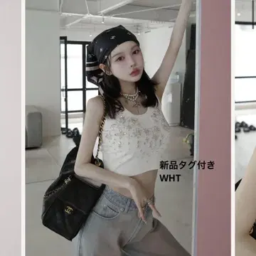 darich 다리치 주얼리 리브 슬리브리스 상의 화이트 WHT