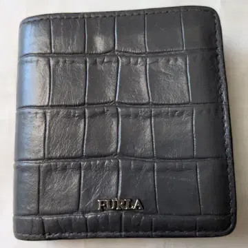 FURLA 크로코 패턴 그레이  두겹 미니 지갑