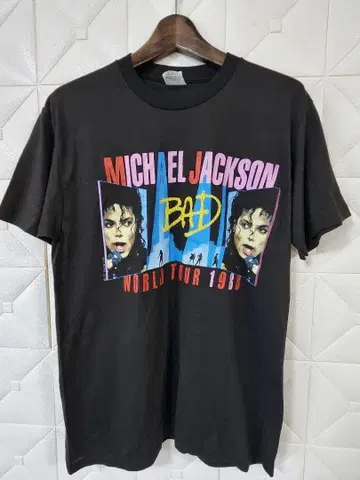 미사용 마이클 잭슨 BAD TOUR 1988 티셔츠 L USA제