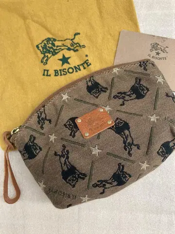 미사용 IL BISONTE 일비종떼 파우치 모노그램 패턴