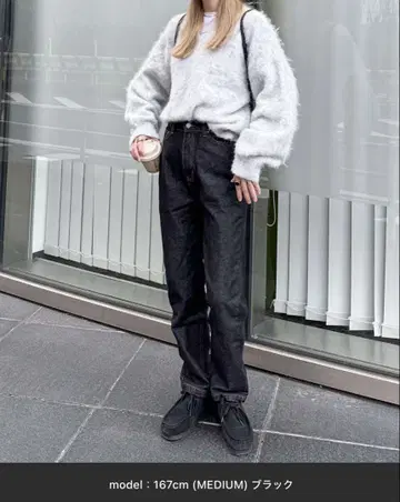 페퓨어 feepur 세미 테이퍼드 하이웨스트 데님 블랙 데님
