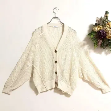 efforia 가디건 메쉬 비침 아이보리 루즈핏 b979