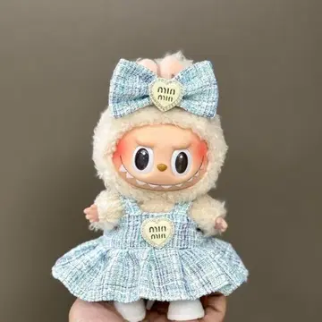 라부부 인형용 의류 블루 드레스 리본 포함
