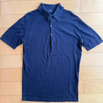 JOHN SMEDLEY 네이비 씨 아일랜드 코튼 피케 셔츠 S