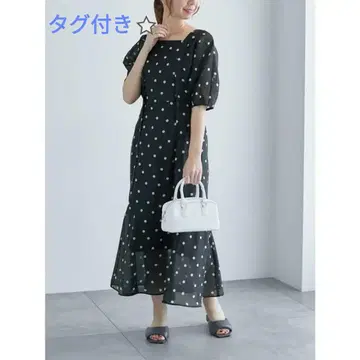 택 포함 테치치 도트 원피스