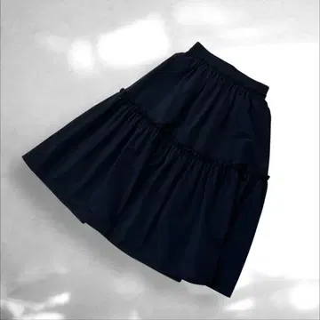 M-premier Black 개더 프릴 플레어 스커트 네이비 34