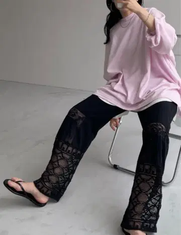 wee9s 빈티지 라이크 레이스 팬츠 블랙 사이즈 1
