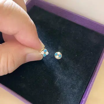 K10 YG 터콰이즈 귀걸이 bijou SOPHIA 스카이블루 블루 금