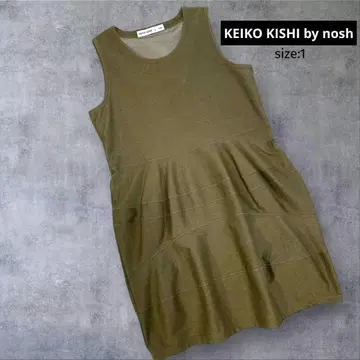 KEIKO KISHI by nosh 롱 기장 슬리브리스 튜닉 카키