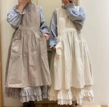 사만사 모스모스 홈 면마 핀턱 레이스 슬리브리스 에이프런