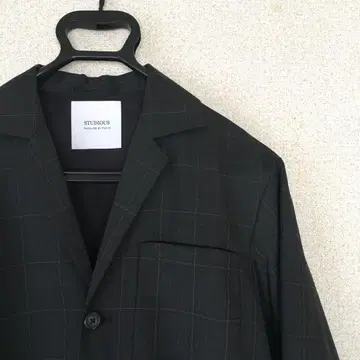 STUDIOUS 테일러드 자켓 블랙 윈도우페인 체크