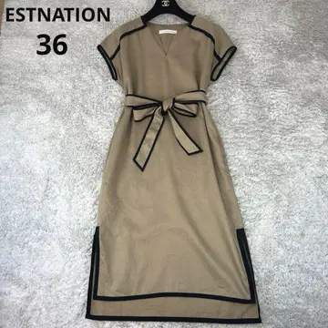 ESTNATION 에스트네이션 반팔 원피스 브라운 36