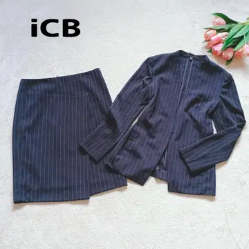 [새상품급] iCB 워셔블 썸머 수트 노카라 셋업 네이비 M