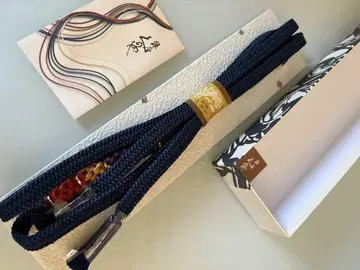 긴자 쿠노야 오비지메 새상품 다크 네이비 자수 코몬, 호몬기에