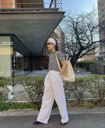 [ meer. ] TUCK WIDE NYLON PANTS / 화이트