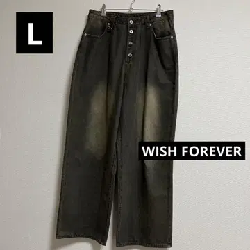 wishforever 오버 다이 데님 스트레이트 무지 WF011007BW