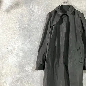 Aquasutum 트렌치코트 긴팔 블랙 무지 히요쿠 버튼 방수