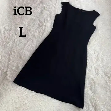 ICB 아이시비 심플 블랙 슬리브리스 무릎 기장 원피스 L