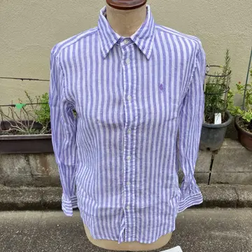 POLO RALPH LAUREN 린넨 스트라이프 셔츠 퍼플