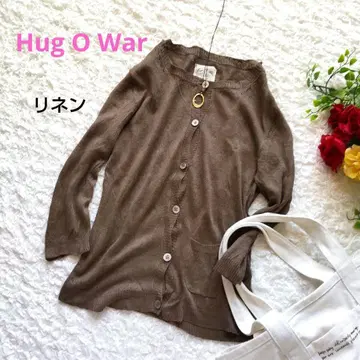 허그아워 Hug O War 린넨 가디건 마사키 씨 쉘 버튼