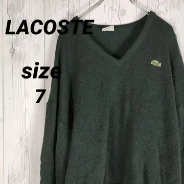 LACOSTE 라코스테 니트 스웨터 자수 로고 울 100 블랙 V넥