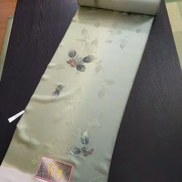 순수 실크 옷감 모스그린 단고 크레이프 수국 손그림