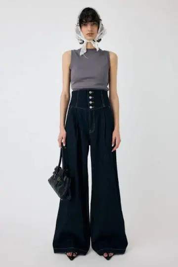 택 포함 MOUSSY CORSET DESIGN 배기 데님 사이즈 2