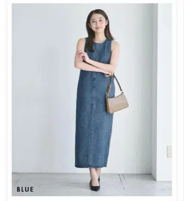 베이스먼트 온라인 아메슬리 데님 원피스 블루 프리 사이즈