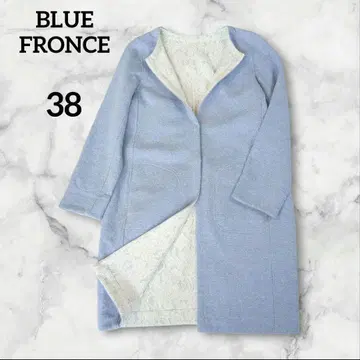 BLUE FRONCE 옅은 파란색 롱 코트 레이스 안감 예쁜 스타일 38