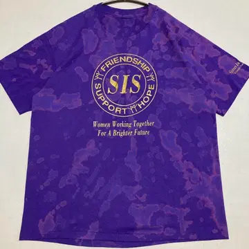 Vintage SIS 메시지 프린트 티셔츠 블리치 가공