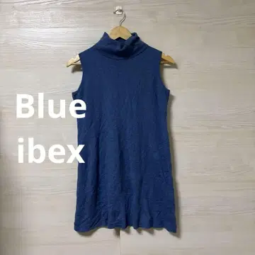 Blue ibex 블루 터틀넥 슬리브리스 상의 롱 기장