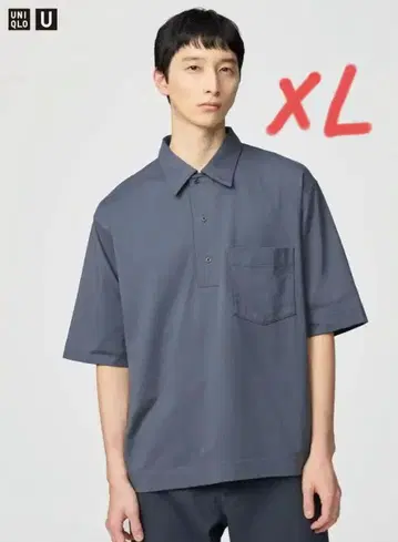 유니클로 U 에어리즘 코튼 피케 셔츠 그레이 XL