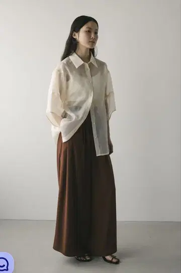 스타일 믹서 코쿤 슬리브 시어 셔츠 아이보리