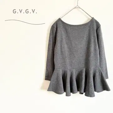 G.V.G.V. 페플럼 상의 7부 소매 레이온 일본제 심플 무지