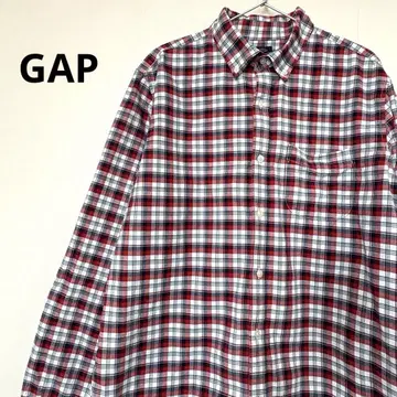GAP 남성용 버튼다운 체크 무늬 긴팔 셔츠 빨흰 네이비 L 코튼