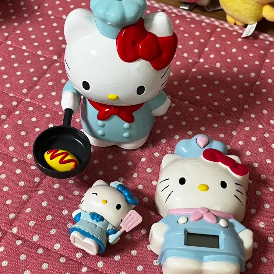 하루할인,(일괄)고전 요리사 키티 장난감 타이머 피규어 오므라이스