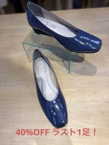 네이비 플랫슈즈 로우힐