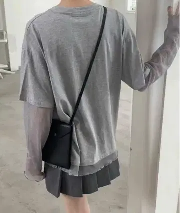 Self Service 그레이 레이어드 긴팔 티셔츠