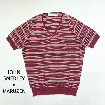 JOHN SMEDLEY x MARUZEN 영국제 반팔 니트 보더 M