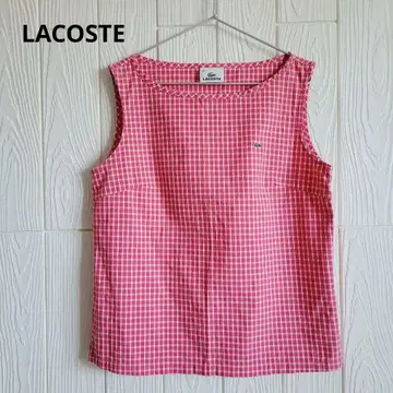 LACOSTE 민소매 셔츠 38 핑크 체크